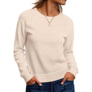 imageANRABESS Sweaters for Women Long Sleeve Cropped Lightweight 2026 Spring Casual Knit Crewneck Pullover Top Soft Trendy OutfitsAlmond