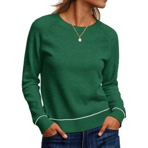 imageANRABESS Sweaters for Women Long Sleeve Cropped Lightweight 2026 Spring Casual Knit Crewneck Pullover Top Soft Trendy OutfitsForest Green