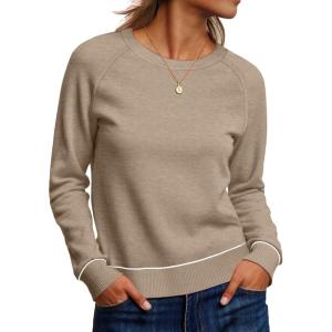 imageANRABESS Sweaters for Women Long Sleeve Cropped Lightweight 2026 Spring Casual Knit Crewneck Pullover Top Soft Trendy OutfitsTan