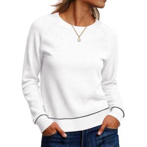 imageANRABESS Sweaters for Women Long Sleeve Cropped Lightweight 2026 Spring Casual Knit Crewneck Pullover Top Soft Trendy OutfitsWhite