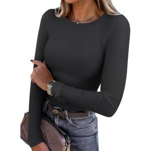 imageANRABESS Women Long Sleeve Thermal Shirt Fleece Tops 2026 Fall Winter Crew Neck Casual Base Layer TShirts Warm UndershirtsGrayish Black