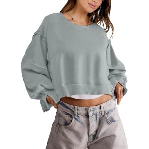 imageANRABESS Womens Cropped Sweatshirts Oversized Crewneck Long Sleeve Tops 2026 Spring Winter Loose Pullover Teen Girls ClothesLight Green