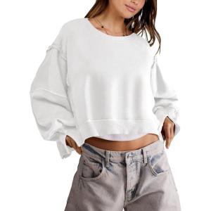 imageANRABESS Womens Cropped Sweatshirts Oversized Crewneck Long Sleeve Tops 2026 Spring Winter Loose Pullover Teen Girls ClothesWhite