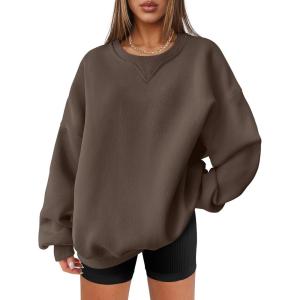 imageANRABESS Womens Oversized Sweatshirts Hoodies Crewneck Fleece Pullover Sweaters 2026 Fall Outfits Teen Girls Winter ClothesBrown