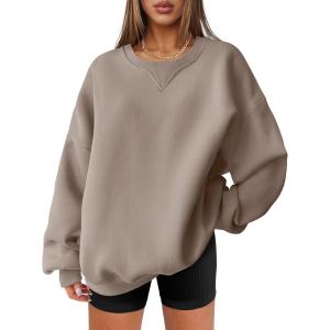 imageANRABESS Womens Oversized Sweatshirts Hoodies Crewneck Fleece Pullover Sweaters 2026 Fall Outfits Teen Girls Winter ClothesCoffee Grey