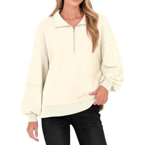 imageANRABESS Womens Oversized Sweatshirts Quarter Zip Long Sleeve Comfy Casual Pullover Tops 2025 Fall Trendy Y2K ClothesAlmond