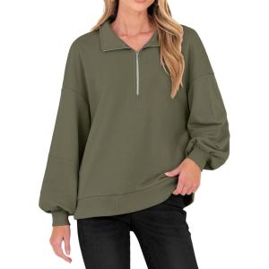 imageANRABESS Womens Oversized Sweatshirts Quarter Zip Long Sleeve Comfy Casual Pullover Tops 2025 Fall Trendy Y2K ClothesArmy Green