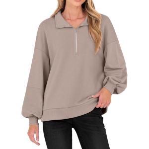 imageANRABESS Womens Oversized Sweatshirts Quarter Zip Long Sleeve Comfy Casual Pullover Tops 2025 Fall Trendy Y2K ClothesKhaki