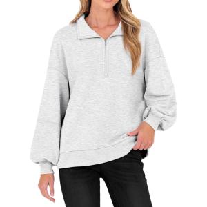 imageANRABESS Womens Oversized Sweatshirts Quarter Zip Long Sleeve Comfy Casual Pullover Tops 2025 Fall Trendy Y2K ClothesLight Grey