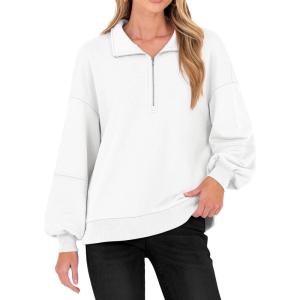 imageANRABESS Womens Oversized Sweatshirts Quarter Zip Long Sleeve Comfy Casual Pullover Tops 2025 Fall Trendy Y2K ClothesWhite