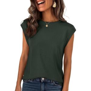 imageANRABESS Womens Sweater Vest 2026 Summer Crew Neck Cap Sleeve Tank Tops Business Casual Lightweight Pullover Sweaters ShirtsArmy Green