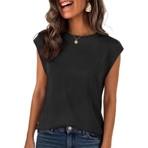 imageANRABESS Womens Sweater Vest 2026 Summer Crew Neck Cap Sleeve Tank Tops Business Casual Lightweight Pullover Sweaters ShirtsBlack