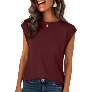 imageANRABESS Womens Sweater Vest 2026 Summer Crew Neck Cap Sleeve Tank Tops Business Casual Lightweight Pullover Sweaters ShirtsDeep Red