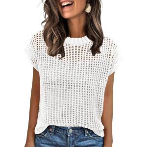 imageANRABESS Womens Tops 2026 Trendy Summer Shirts Crochet Cap Sleeve Knitted Sweater Beach Vacation Clothes Fall Fashion OutfitsCream White