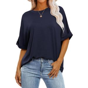 imageANRABESS Womens Tops Oversized T Shirts Short Sleeve Crewneck Summer Casual Loose Basic Tee Shirt 2026 Trendy Fashion ClothesNavy Blue