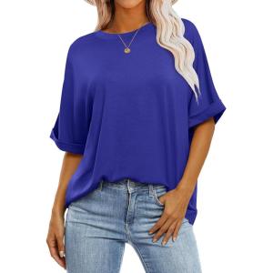 imageANRABESS Womens Tops Oversized T Shirts Short Sleeve Crewneck Summer Casual Loose Basic Tee Shirt 2026 Trendy Fashion ClothesRoyal Blue