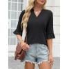 imageANRABESS Blouses for Women Dressy Casual 34 Sleeve V Neck Shirts Business Work Tunic Tops 2026 Fall Outfits ClothesBlack