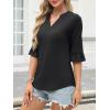 imageANRABESS Blouses for Women Dressy Casual 34 Sleeve V Neck Shirts Business Work Tunic Tops 2026 Fall Outfits ClothesBlack