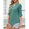 imageANRABESS Blouses for Women Dressy Casual 34 Sleeve V Neck Shirts Business Work Tunic Tops 2026 Fall Outfits ClothesCadet Blue Green