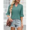 imageANRABESS Blouses for Women Dressy Casual 34 Sleeve V Neck Shirts Business Work Tunic Tops 2026 Fall Outfits ClothesCadet Blue Green
