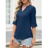 imageANRABESS Blouses for Women Dressy Casual 34 Sleeve V Neck Shirts Business Work Tunic Tops 2026 Fall Outfits ClothesDeep Blue