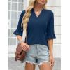 imageANRABESS Blouses for Women Dressy Casual 34 Sleeve V Neck Shirts Business Work Tunic Tops 2026 Fall Outfits ClothesDeep Blue