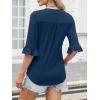 imageANRABESS Blouses for Women Dressy Casual 34 Sleeve V Neck Shirts Business Work Tunic Tops 2026 Fall Outfits ClothesDeep Blue