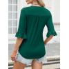 imageANRABESS Blouses for Women Dressy Casual 34 Sleeve V Neck Shirts Business Work Tunic Tops 2026 Fall Outfits ClothesDeep Green