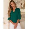 imageANRABESS Blouses for Women Dressy Casual 34 Sleeve V Neck Shirts Business Work Tunic Tops 2026 Fall Outfits ClothesDeep Green
