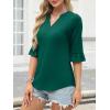 imageANRABESS Blouses for Women Dressy Casual 34 Sleeve V Neck Shirts Business Work Tunic Tops 2026 Fall Outfits ClothesDeep Green