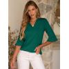 imageANRABESS Blouses for Women Dressy Casual 34 Sleeve V Neck Shirts Business Work Tunic Tops 2026 Fall Outfits ClothesDeep Green