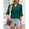 imageANRABESS Blouses for Women Dressy Casual 34 Sleeve V Neck Shirts Business Work Tunic Tops 2026 Fall Outfits ClothesDeep Green
