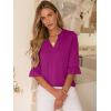 imageANRABESS Blouses for Women Dressy Casual 34 Sleeve V Neck Shirts Business Work Tunic Tops 2026 Fall Outfits ClothesHot Pink