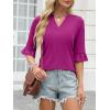 imageANRABESS Blouses for Women Dressy Casual 34 Sleeve V Neck Shirts Business Work Tunic Tops 2026 Fall Outfits ClothesHot Pink