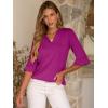 imageANRABESS Blouses for Women Dressy Casual 34 Sleeve V Neck Shirts Business Work Tunic Tops 2026 Fall Outfits ClothesHot Pink