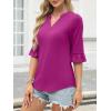 imageANRABESS Blouses for Women Dressy Casual 34 Sleeve V Neck Shirts Business Work Tunic Tops 2026 Fall Outfits ClothesHot Pink