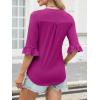 imageANRABESS Blouses for Women Dressy Casual 34 Sleeve V Neck Shirts Business Work Tunic Tops 2026 Fall Outfits ClothesHot Pink
