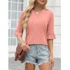 imageANRABESS Blouses for Women Dressy Casual 34 Sleeve V Neck Shirts Business Work Tunic Tops 2026 Fall Outfits ClothesOrange Pink