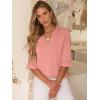 imageANRABESS Blouses for Women Dressy Casual 34 Sleeve V Neck Shirts Business Work Tunic Tops 2026 Fall Outfits ClothesOrange Pink