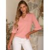imageANRABESS Blouses for Women Dressy Casual 34 Sleeve V Neck Shirts Business Work Tunic Tops 2026 Fall Outfits ClothesOrange Pink