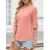 imageANRABESS Blouses for Women Dressy Casual 34 Sleeve V Neck Shirts Business Work Tunic Tops 2026 Fall Outfits ClothesOrange Pink