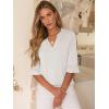 imageANRABESS Blouses for Women Dressy Casual 34 Sleeve V Neck Shirts Business Work Tunic Tops 2026 Fall Outfits ClothesWhite