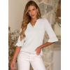 imageANRABESS Blouses for Women Dressy Casual 34 Sleeve V Neck Shirts Business Work Tunic Tops 2026 Fall Outfits ClothesWhite