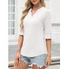 imageANRABESS Blouses for Women Dressy Casual 34 Sleeve V Neck Shirts Business Work Tunic Tops 2026 Fall Outfits ClothesWhite