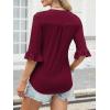 imageANRABESS Blouses for Women Dressy Casual 34 Sleeve V Neck Shirts Business Work Tunic Tops 2026 Fall Outfits ClothesWine Red