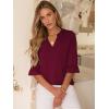 imageANRABESS Blouses for Women Dressy Casual 34 Sleeve V Neck Shirts Business Work Tunic Tops 2026 Fall Outfits ClothesWine Red