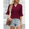 imageANRABESS Blouses for Women Dressy Casual 34 Sleeve V Neck Shirts Business Work Tunic Tops 2026 Fall Outfits ClothesWine Red