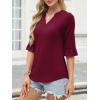 imageANRABESS Blouses for Women Dressy Casual 34 Sleeve V Neck Shirts Business Work Tunic Tops 2026 Fall Outfits ClothesWine Red