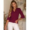 imageANRABESS Blouses for Women Dressy Casual 34 Sleeve V Neck Shirts Business Work Tunic Tops 2026 Fall Outfits ClothesWine Red