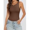imageANRABESS Bodysuits for Women Summer Sleeveless Slim Fitted Crew Neck Bodysuit Tank Tops 2026 Sexy Going Out Trendy OutfitsBrown